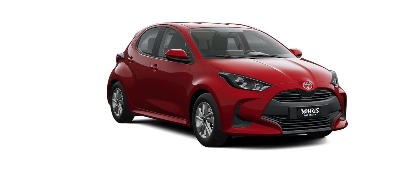 Toyota Yaris HB HEV — color rojo metalizado